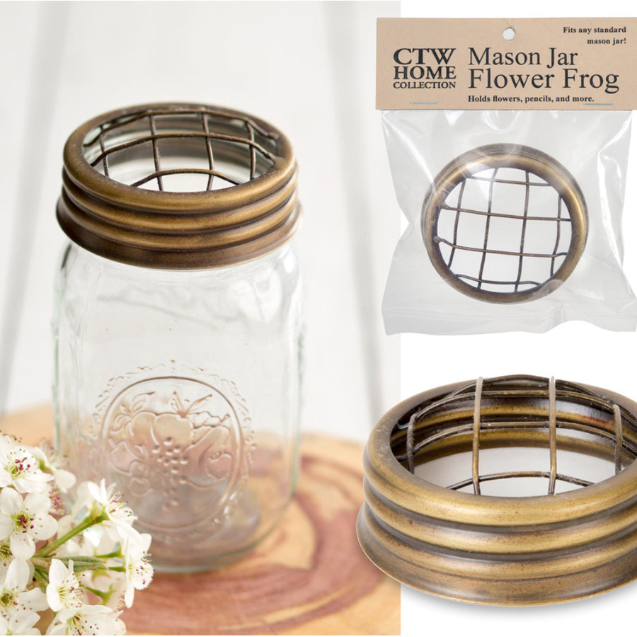 Mason Jar Flower Frog - Bronze